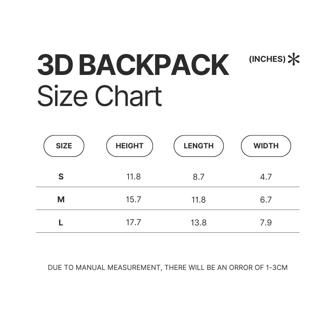 3D Backpack Size Chart - Wistoria: Wand and Sword