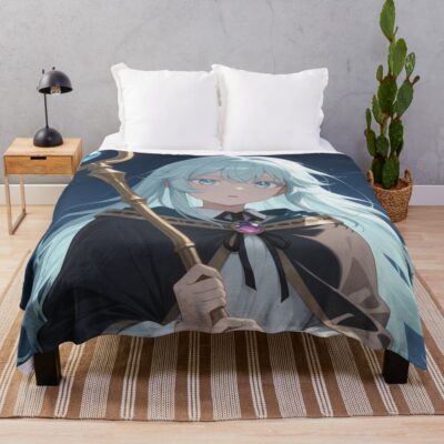 Elfaria Albis Serfort Wistoria Wand And Sword Moonlit Throw Blanket
