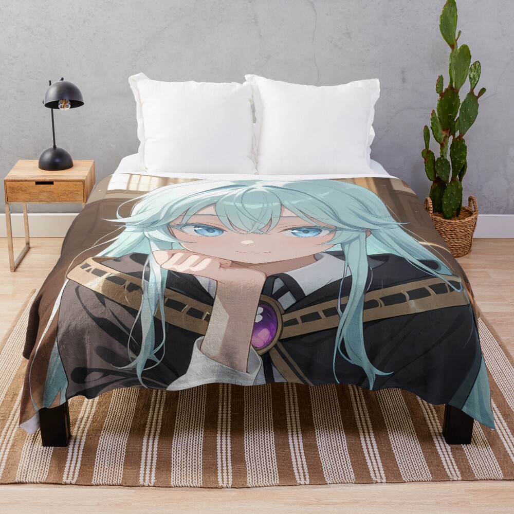Elfaria Albis Serfort Wistoria Wand And Sword Sunlit Gaze Throw Blanket