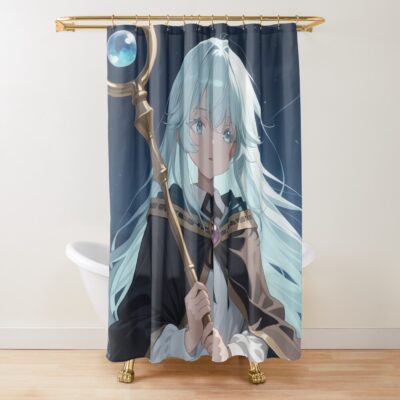 Elfaria Albis Serfort Wistoria Wand And Sword Moonlit Shower Curtain