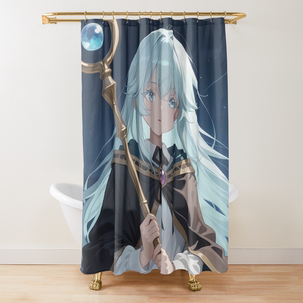 Elfaria Albis Serfort Wistoria Wand And Sword Moonlit Shower Curtain