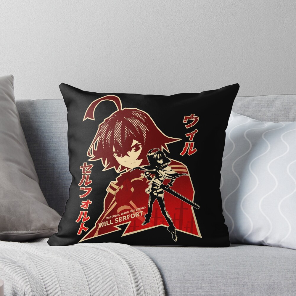 Tsue To Tsurugi No Wistoria Will Serfort Silhouette Throw Pillow