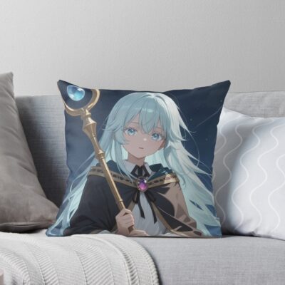 Elfaria Albis Serfort Wistoria Wand And Sword Moonlit Throw Pillow